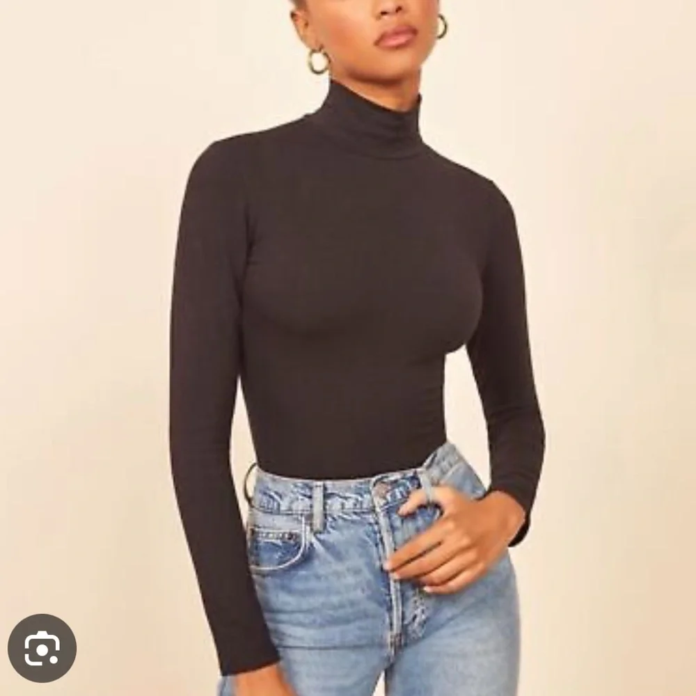 Reformation Jeans Bodysuit Navia Black Mock Turtleneck Cotton size S